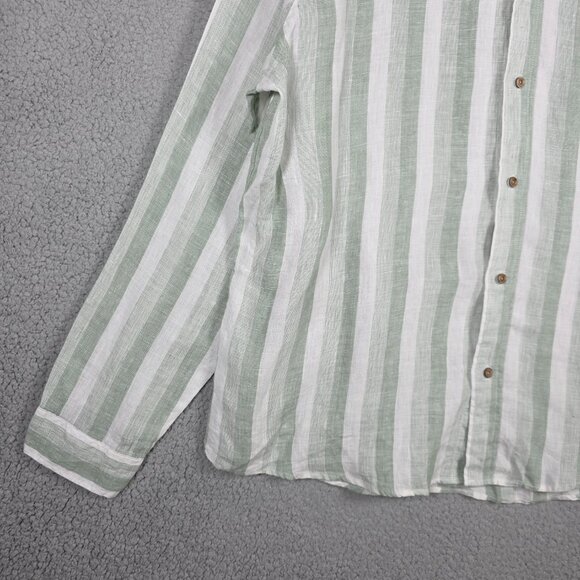 Taylor Vintage Shirt Mens Size 2XL Olive Striped Puretec Cool 100% Linen Beach - Picture 4 of 10